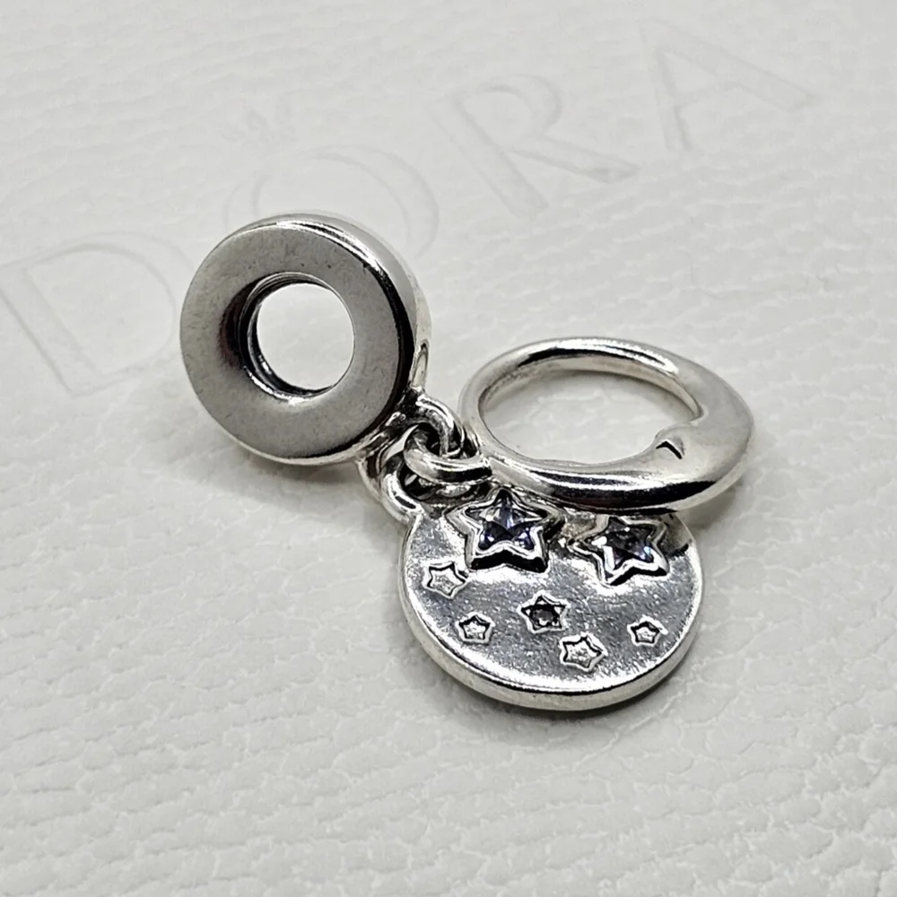 Authentic Pandora ⭐️RETIRED⭐️ MOON & STAR DANGLE CHARM - Picture 3 of 7